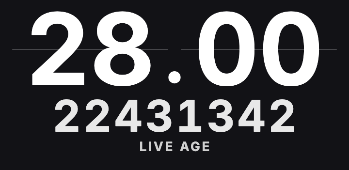 Afterglow Ring: Split panel style age counter face in TimeBorn
