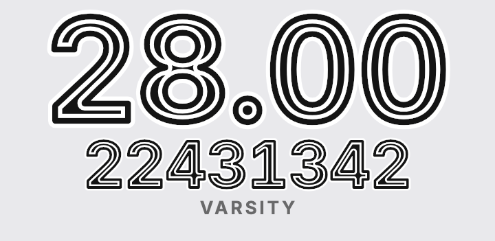 Athletic Inline: Varsity style age counter face in TimeBorn